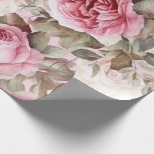 roze rozen cadeaupapier (Hoek)
