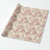 Roze rozen cadeauverpakkings papier bloem (Uitgerold)