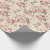 Roze rozen cadeauverpakkings papier bloem (Hoek)