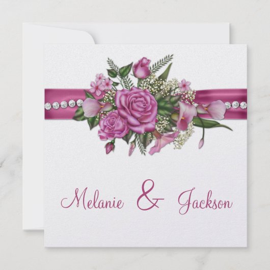 Roze Rozen Callas Buds Na Huwelijksfeest Kaart (Voorkant)