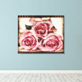 roze rozen canvas afdruk (Insitu (Houten vloer))