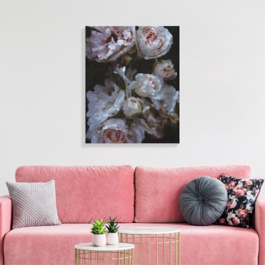 Roze rozen canvas afdruk (Insitu (Woonkamer))