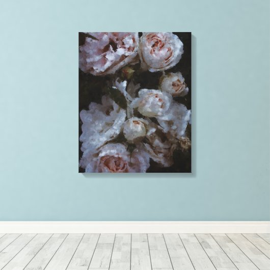 Roze rozen canvas afdruk (Insitu (Houten vloer))
