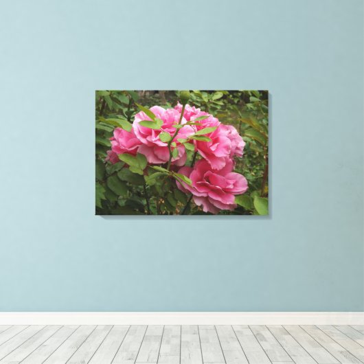 Roze rozen canvas afdruk (Insitu (Houten vloer))