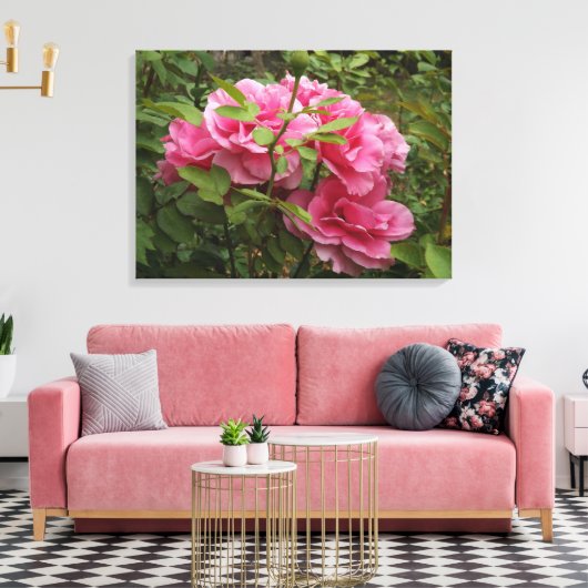Roze rozen canvas afdruk (Insitu (Woonkamer))