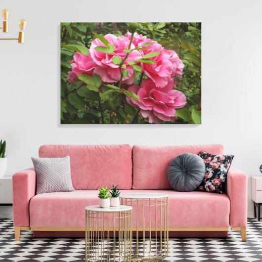 Roze rozen canvas afdruk (Insitu (Woonkamer))