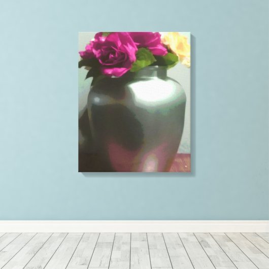 Roze rozen canvas afdruk (Insitu (Houten vloer))