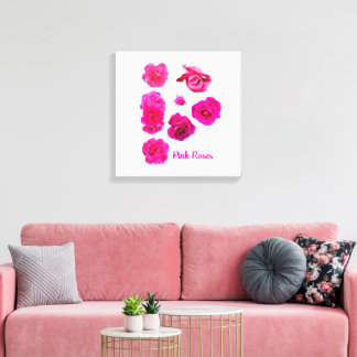 Roze Rozen Canvas Afdruk