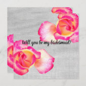 Roze rozen, canvas  Bruidsmeisje  Trouwkaart Kaart (Voorkant / Achterkant)
