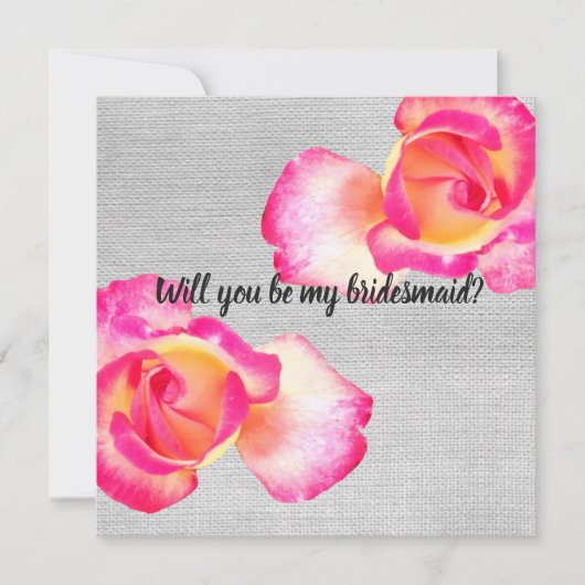 Roze rozen, canvas  Bruidsmeisje  Trouwkaart Kaart (Voorkant)