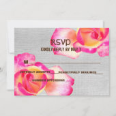 Roze Rozen, Canvas bruiloft RSVP Kaart (Voorkant)