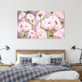 Roze Rozen Canvas Print - Schilderij (Insitu (Slaapkamer))