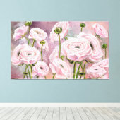 Roze Rozen Canvas Print - Schilderij (Insitu (Houten vloer))