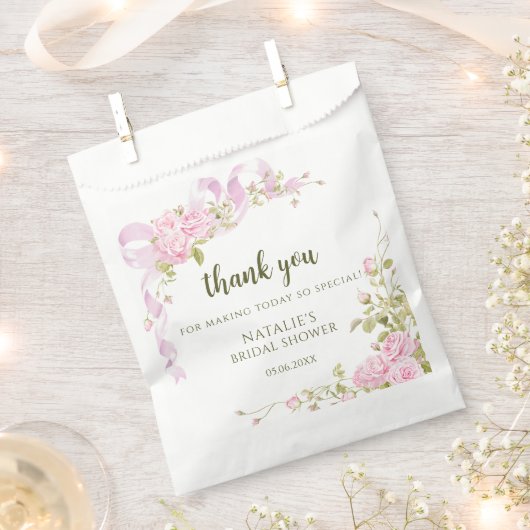 Roze Rozen Chic Bruiloft Dank Je Wel Bedankzakje (Geknipt)