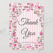 Roze Rozen Coquette Bow Stripes Kaart (Voorkant / Achterkant)