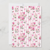  Roze Rozen Coquette Bow Stripes Kaart (Achterkant)