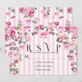  Roze Rozen Coquette Bow Stripes Kaart (Voorkant / Achterkant)