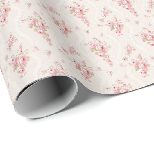 Roze Rozen Coquette Inpakpapier Vintage (Rol Hoek)
