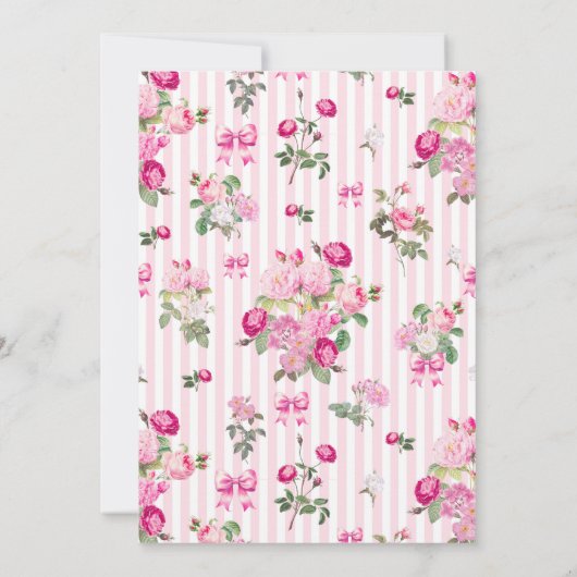 Roze Rozen Coquette Strik lint Kaart (Achterkant)