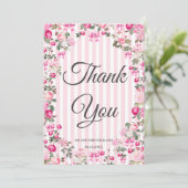 Roze Rozen Coquette Strik lint Kaart (Staand voorkant)