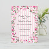 Roze Rozen Coquette Strik linten Kaart (Staand voorkant)