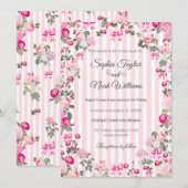 Roze Rozen Coquette Strik Strepen Kaart (Voorkant / Achterkant)