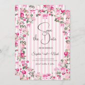 Roze Rozen Coquette Strik Strepen Kaart (Voorkant / Achterkant)