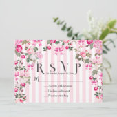 Roze Rozen Coquette Strikost Kaart (Staand voorkant)