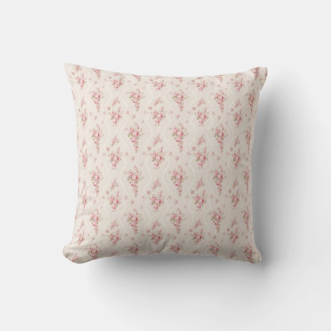 Roze Rozen Coquette Vintage Kussen (Voorkant)