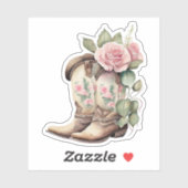 Roze Rozen Cowgirl laarzen Sticker (Vel)