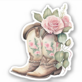 Roze Rozen Cowgirl laarzen Sticker