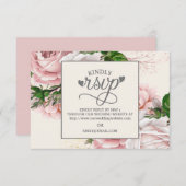  roze Rozen crème Wedding RSVP (Voorkant / Achterkant)