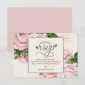  roze Rozen crème Wedding RSVP Kaartje (Voorkant / Achterkant)