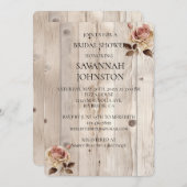 Roze Rozen Crème Wit Hout Vrijgezellenfeest Kaart (Voorkant / Achterkant)