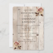 Roze Rozen Crème Wit Hout Vrijgezellenfeest Kaart (Voorkant)