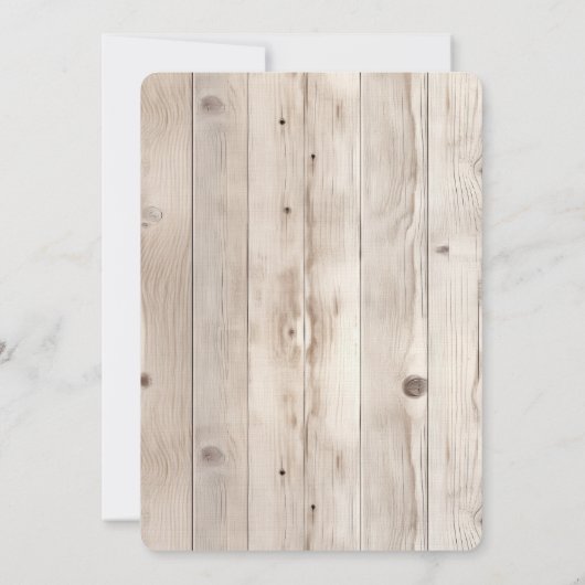 Roze Rozen Crème Wit Hout Wedding Kaart (Achterkant)