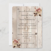 Roze Rozen Crème Wit Hout Wedding Kaart (Voorkant)