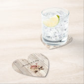 Roze Rozen Crème Wit Hout Wedding Kartonnen Onderzetters (Insitu)