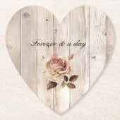 Roze Rozen Crème Wit Hout Wedding Kartonnen Onderzetters (Voorkant)