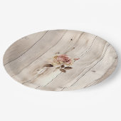 Roze Rozen Crème Wit Hout Wedding Papieren Bordje (Gekanteld)