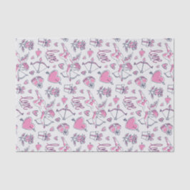 Roze Rozen Cupido Liefde Hart Patroon Valentijnsda Tissuepapier