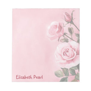 Roze Rozen CUSTOM NAME Kruidenierswinkel to-do lij Notitieblok