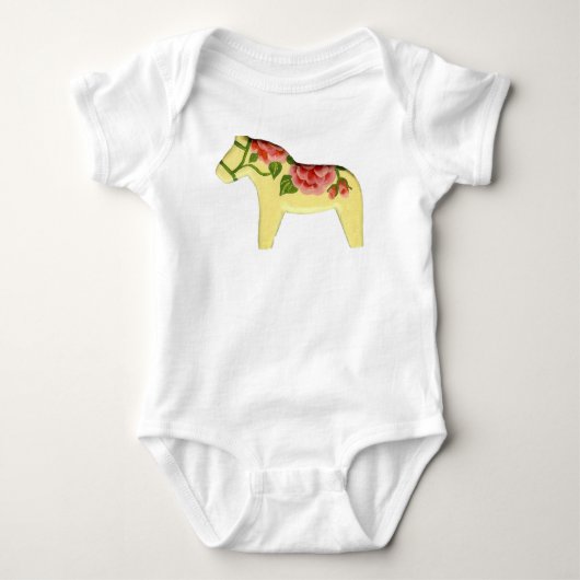Roze Rozen Dala Paard Baby Kruippakje Romper (Voorkant)