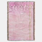 Roze Rozen Damask Grunge - Deken (Voorkant Verticaal)