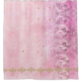 Roze Rozen Damask Grunge - Douchegordijn (Voorkant)