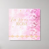 Roze Rozen Damask Grunge - verpakt canvas Afdruk (Voorkant)
