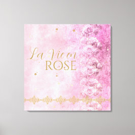Roze Rozen Damask Grunge - verpakt canvas Afdruk