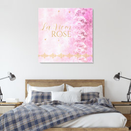 Roze Rozen Damask Grunge - verpakt canvas Afdruk