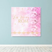 Roze Rozen Damask Grunge - verpakt canvas Afdruk (Insitu (Houten vloer))