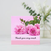 Roze rozen dank je creditcard bedankkaart (Staand voorkant)